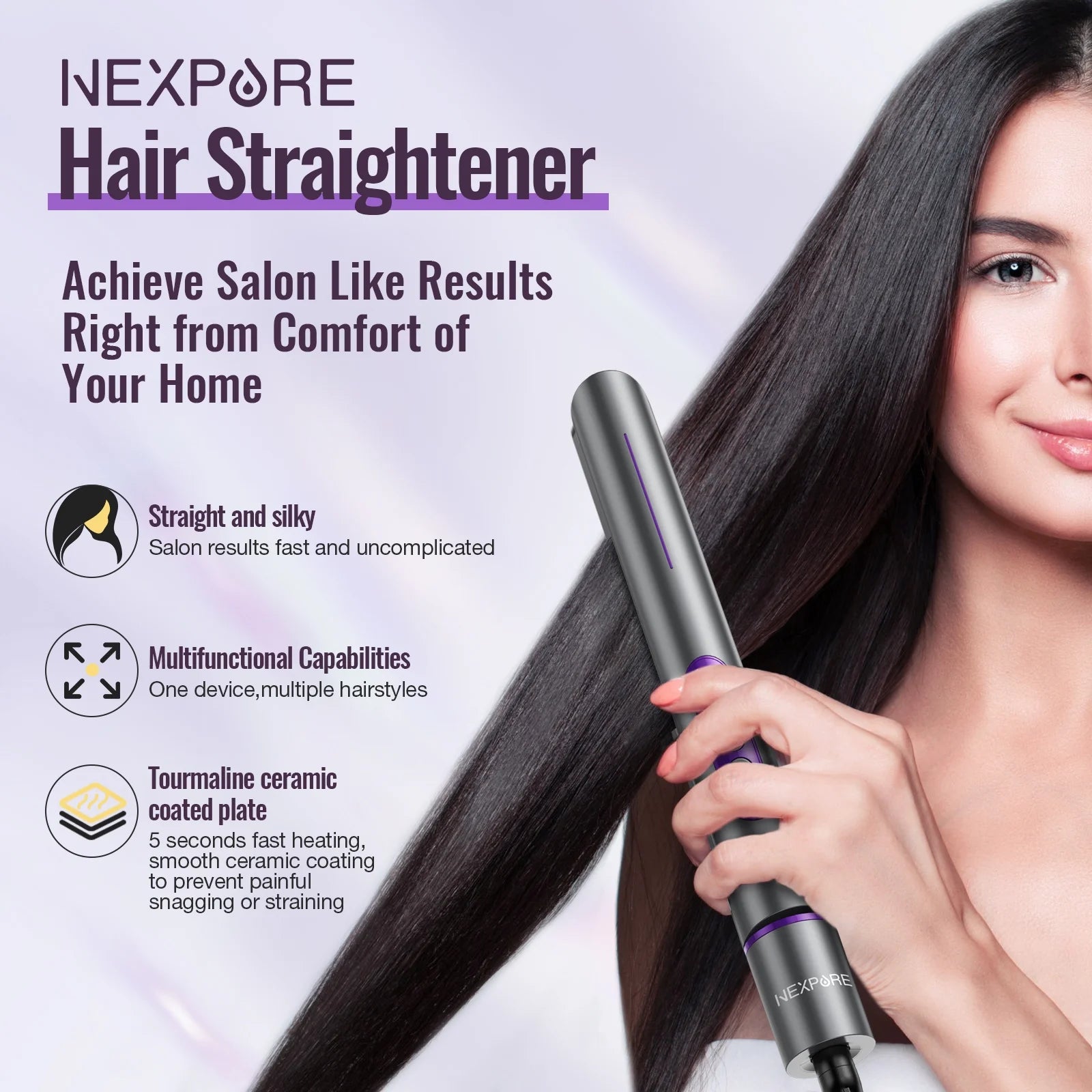 New Upgrade Ionic Flat Iron , Fast Heating Professional Salon 2-In-1 Ceramic Hair Straightener and Curler,Dual Voltage for Travel