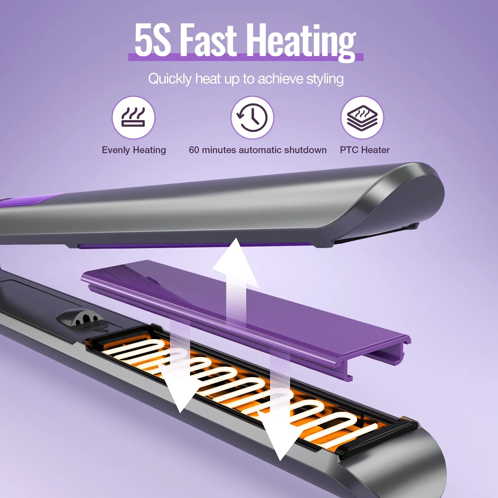 New Upgrade Ionic Flat Iron , Fast Heating Professional Salon 2-In-1 Ceramic Hair Straightener and Curler,Dual Voltage for Travel