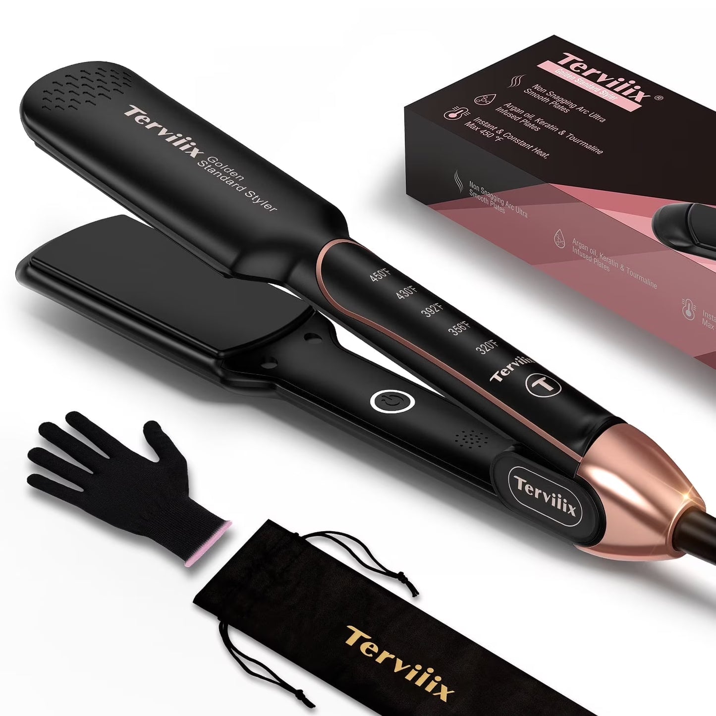 Professional Wide Flat Iron for Hair, 1.75" Ceramic Hair Straightener for Thick Hair