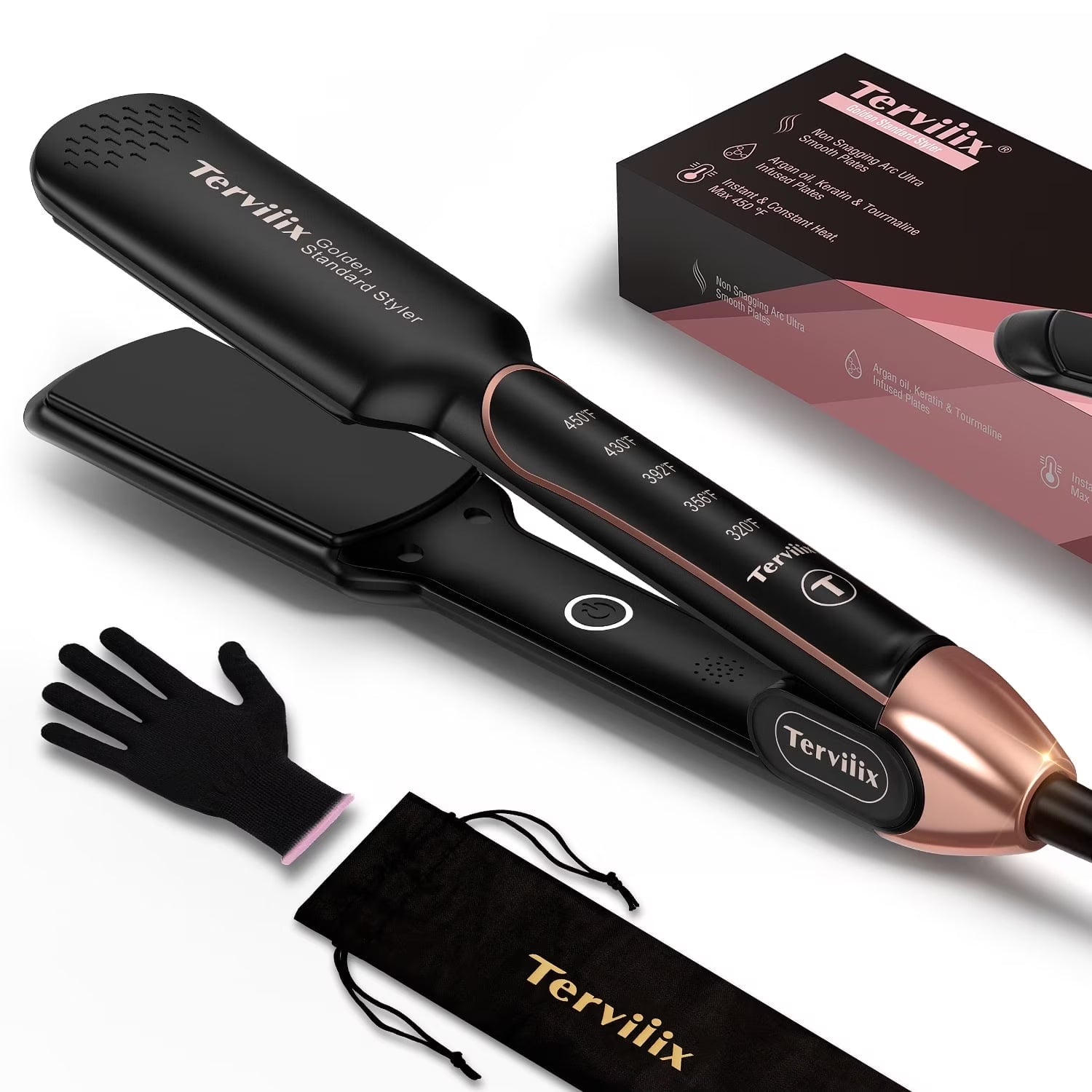 Professional Wide Flat Iron for Hair, 1.75" Ceramic Hair Straightener for Thick Hair
