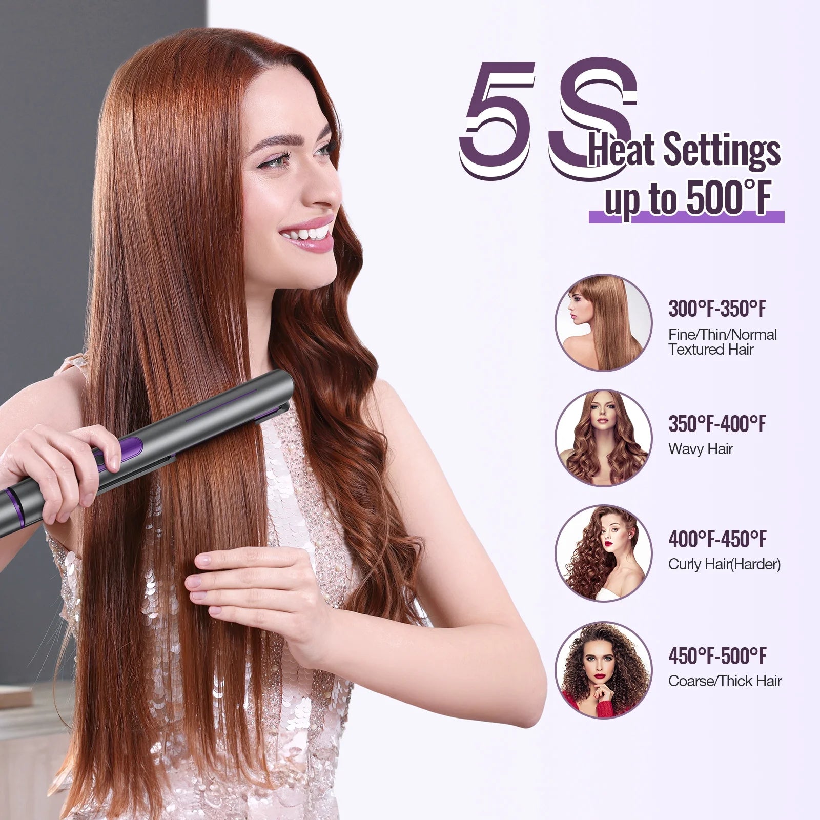 New Upgrade Ionic Flat Iron , Fast Heating Professional Salon 2-In-1 Ceramic Hair Straightener and Curler,Dual Voltage for Travel