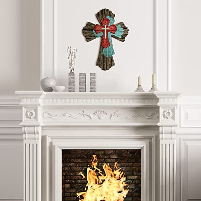 Wall Cross Farmhouse Wooden Cross Decorative Wooden Wall Cross Hanging Rustic