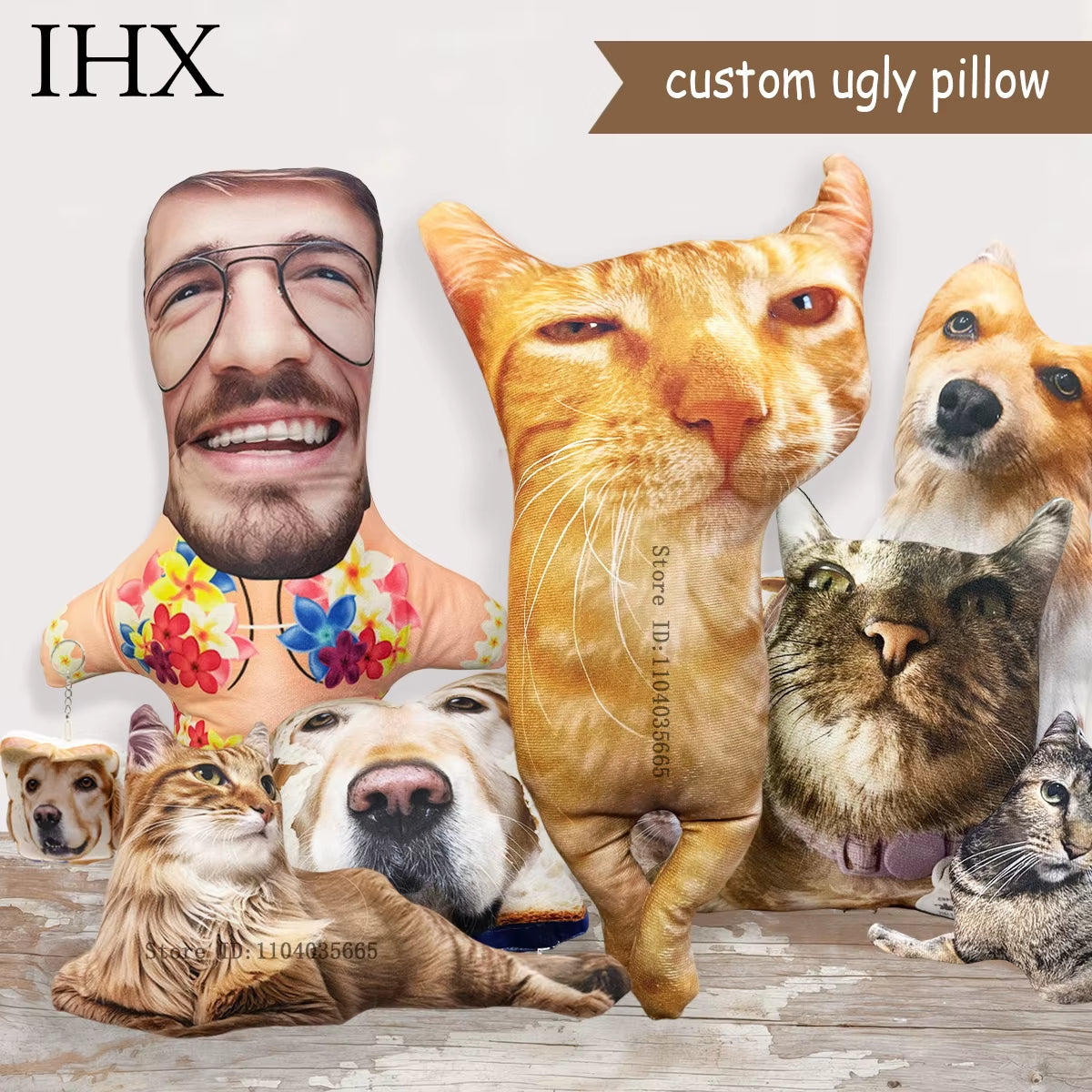 Custom Ugly Pillow for Friend or Pet, Funny Custom Dog Weird Pillow Case,Turn Cat into Pillow,Custom 3D Animal Shape Pillows