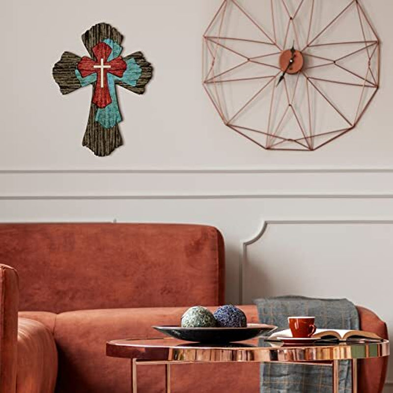 Wall Cross Farmhouse Wooden Cross Decorative Wooden Wall Cross Hanging Rustic