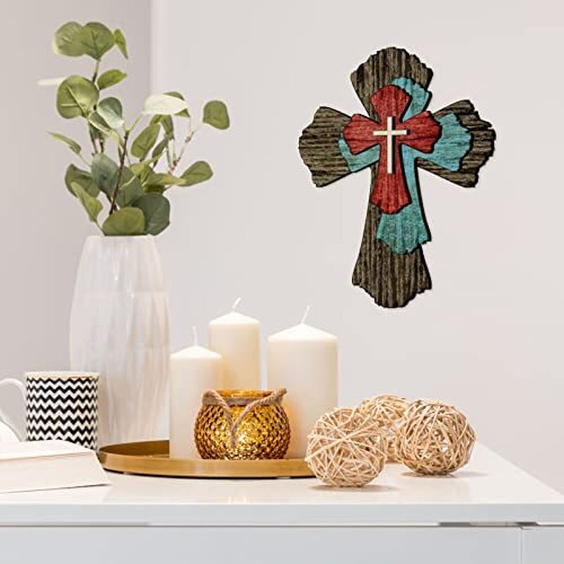 Wall Cross Farmhouse Wooden Cross Decorative Wooden Wall Cross Hanging Rustic