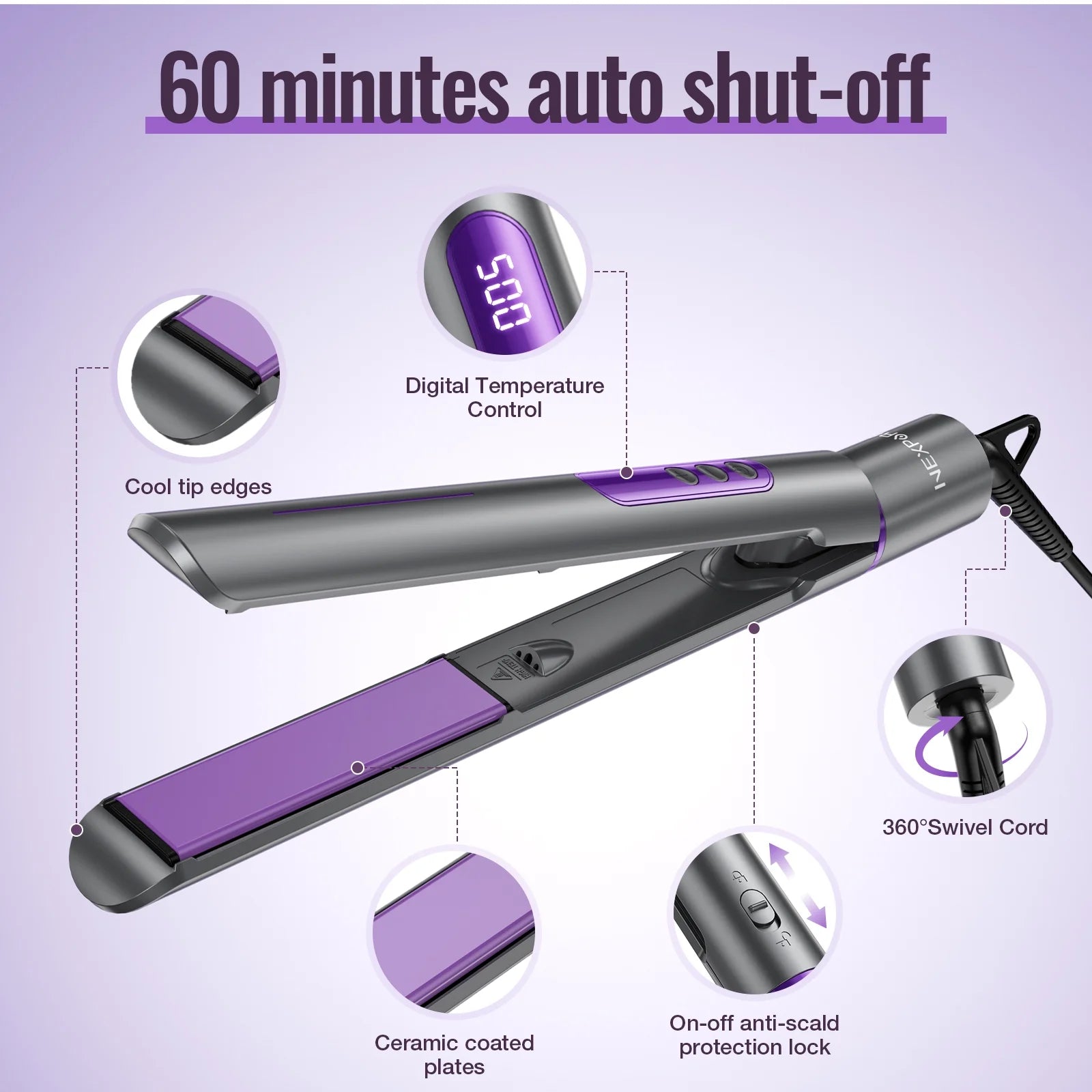New Upgrade Ionic Flat Iron , Fast Heating Professional Salon 2-In-1 Ceramic Hair Straightener and Curler,Dual Voltage for Travel