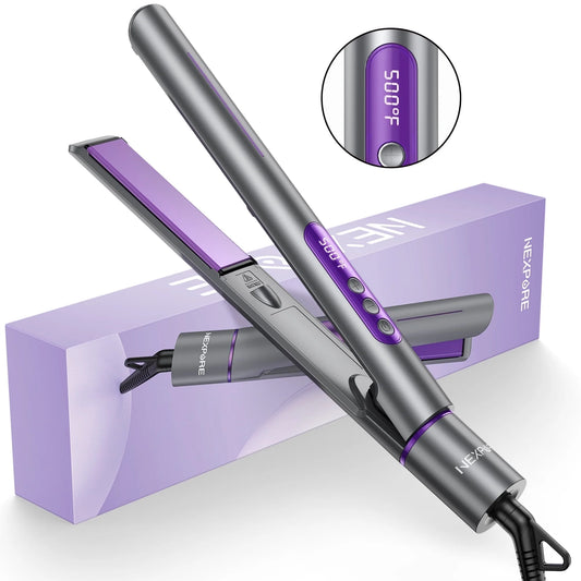 New Upgrade Ionic Flat Iron , Fast Heating Professional Salon 2-In-1 Ceramic Hair Straightener and Curler,Dual Voltage for Travel