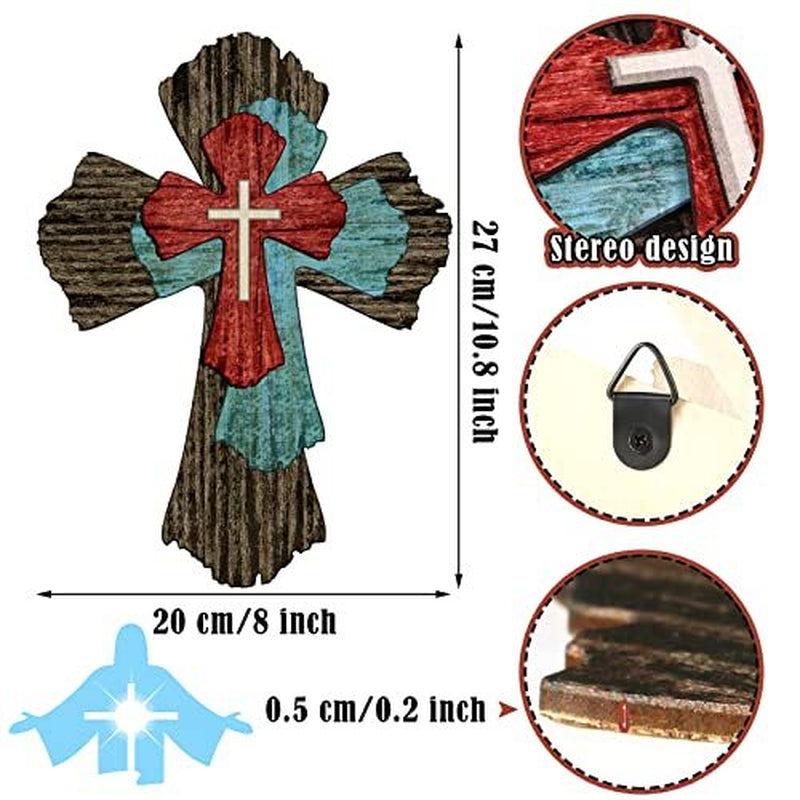 Wall Cross Farmhouse Wooden Cross Decorative Wooden Wall Cross Hanging Rustic