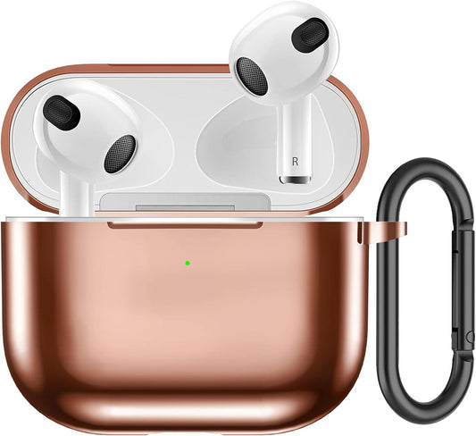 Compatible with Airpods 3 Generation 2021 Case Cover,Tpu Protective Cases Skin for Airpod 3Rd Gen for Women Men (Front LED Visible)(Rose Gold)