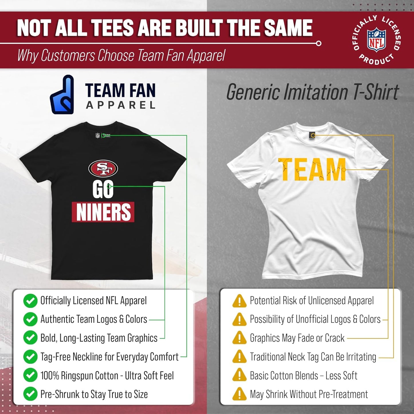 NFL Adult Team Slogan Unisex T-Shirt - Tagless - Show Your Team Pride with Ultimate Comfort and Quality