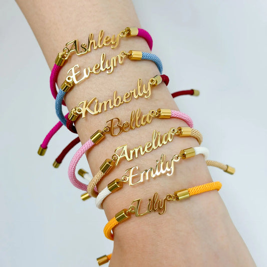 Personalized Colorful Rope Chain Custom Name Bracelet Personalized Adjustable Name Jewelry for Girls