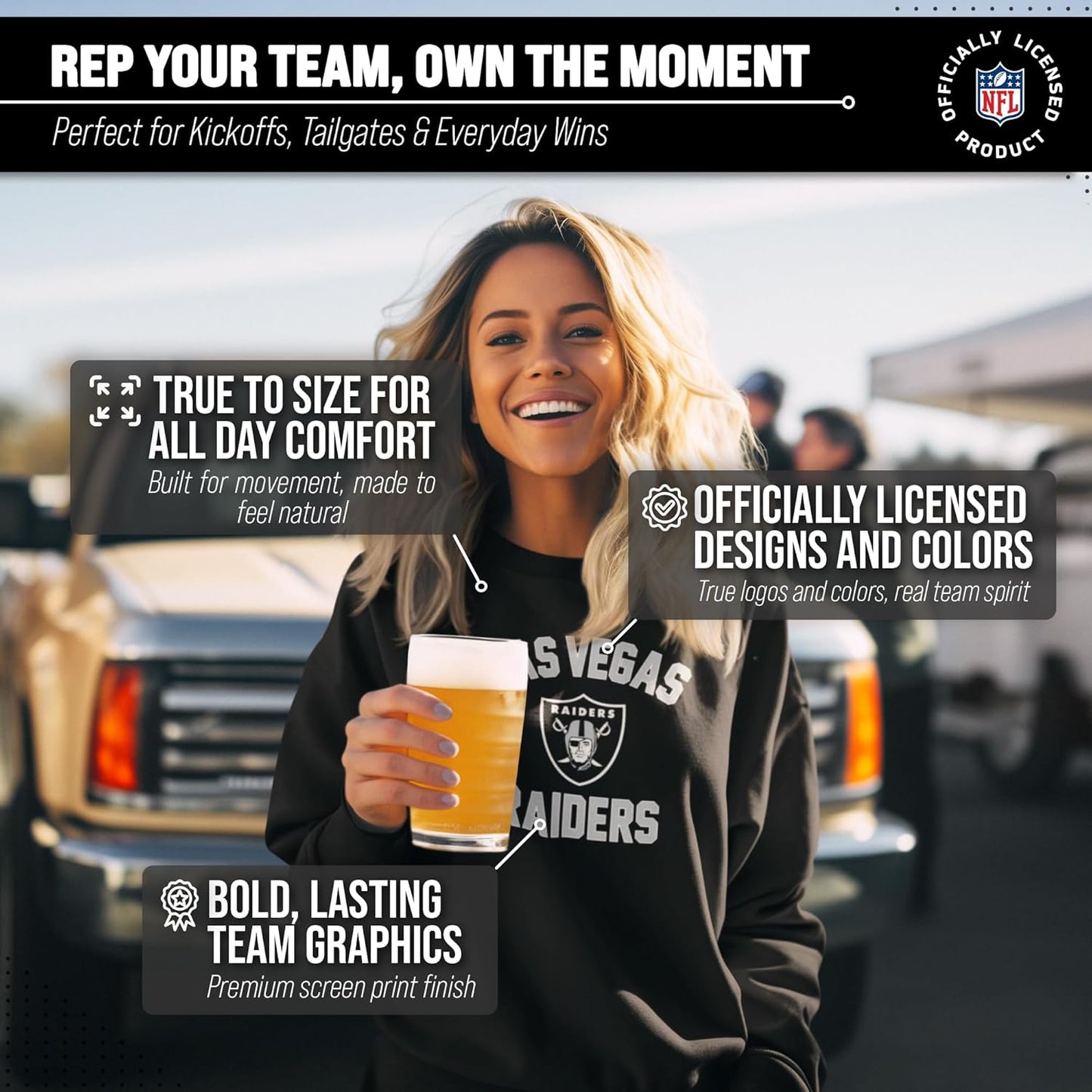 NFL Adult Gameday Football Crewneck Sweatshirt - Cotton Blend - Stay Warm, Comfortable & Stylish on Game Day