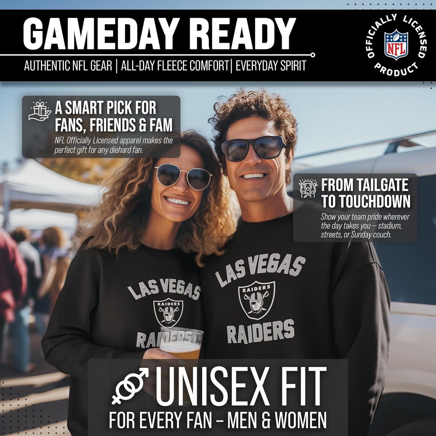 NFL Adult Gameday Football Crewneck Sweatshirt - Cotton Blend - Stay Warm, Comfortable & Stylish on Game Day