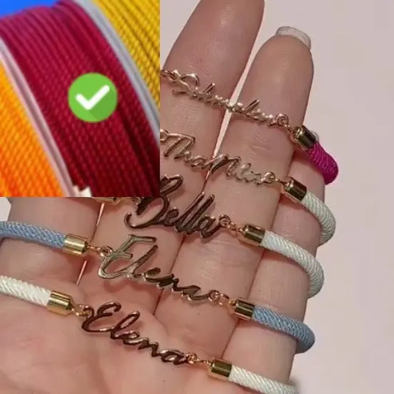 Personalized Colorful Rope Chain Custom Name Bracelet Personalized Adjustable Name Jewelry for Girls