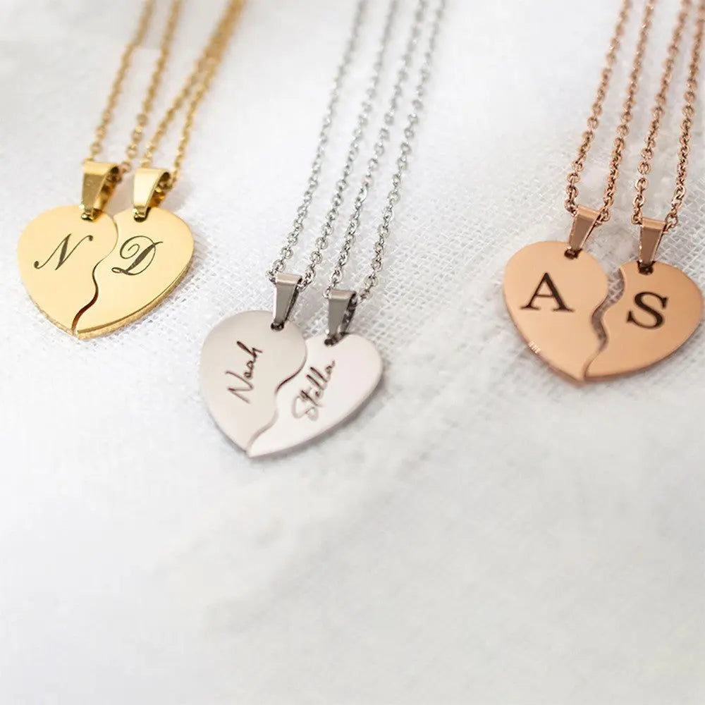 Personalized Stainless Steel Heart-Shaped Necklace-Personalized Necklace