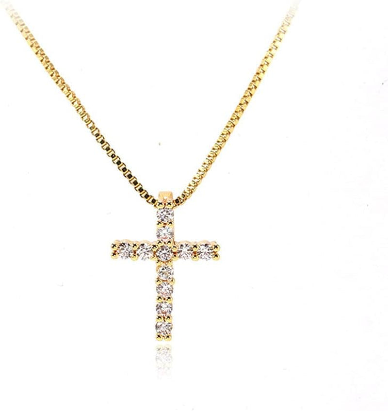 Small Cross Necklaces for Women Simulated Diamond Cross Pendant Dainty Necklace Cubic Zirconia Cross Necklace Silver