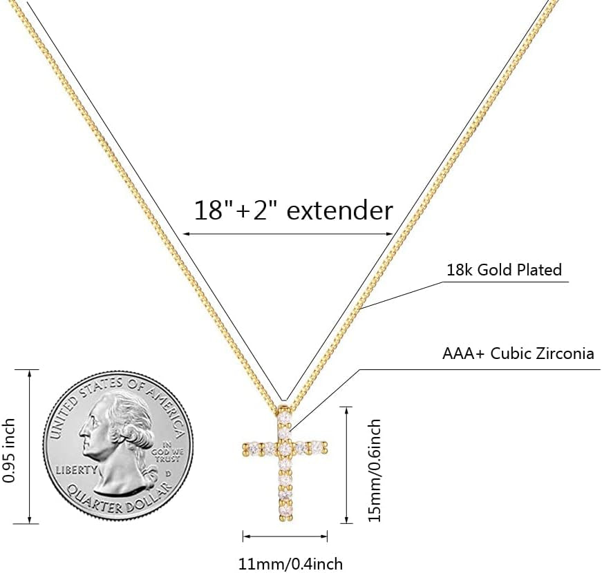 Small Cross Necklaces for Women Simulated Diamond Cross Pendant Dainty Necklace Cubic Zirconia Cross Necklace Silver